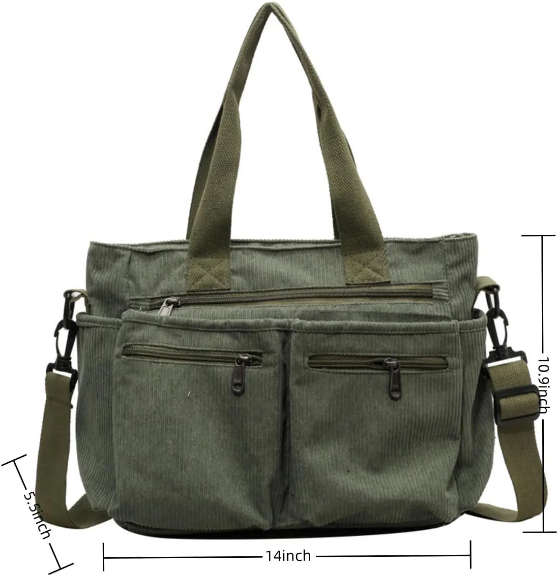 Womens Casual Corduroy Satchel Totes Handbags Large Capacity Tote Bag Purse Multiple Pockets Satchel Bag