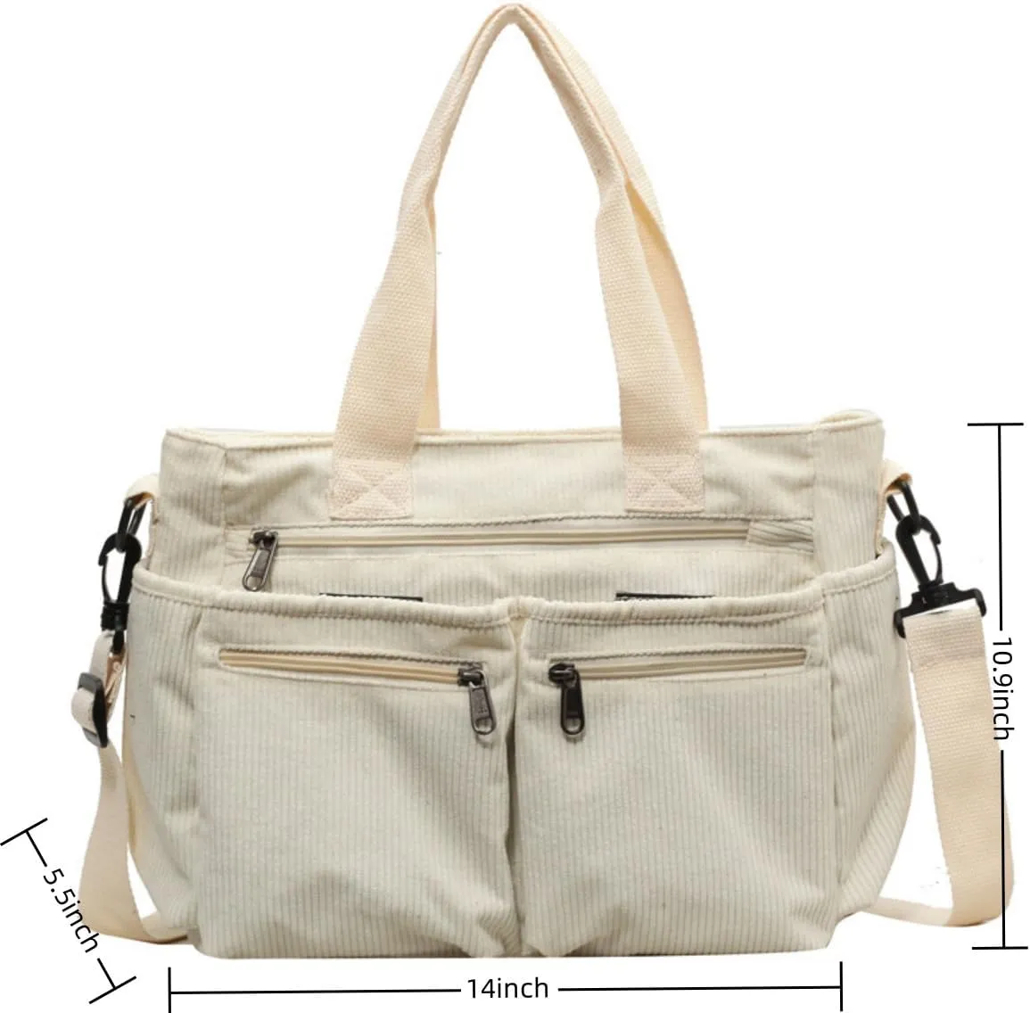 Womens Casual Corduroy Satchel Totes Handbags Large Capacity Tote Bag Purse Multiple Pockets Satchel Bag