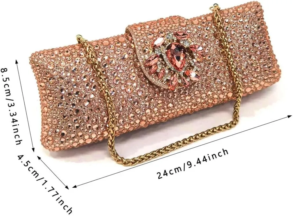 WomenS Champagne Rhinestone Embellished High Heels and Matching Bag Set for Elegant Parties