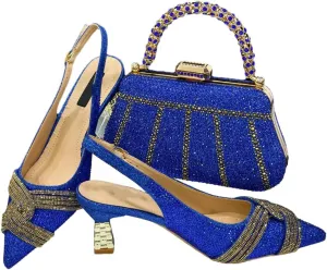 WomenS Champagne Rhinestone High Heels and Matching Bag Set with Spike Heel for Party