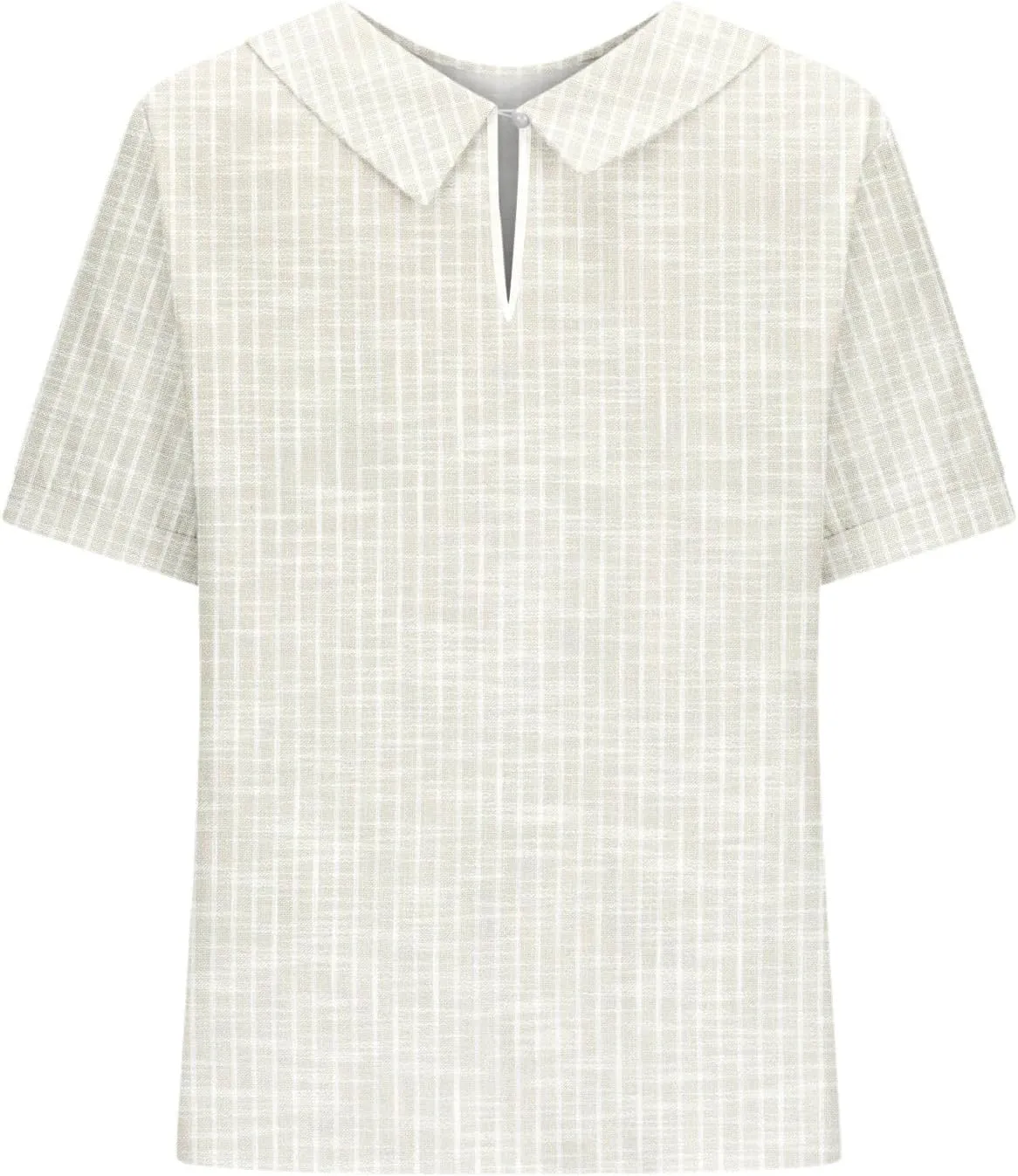 Womens Cotton Linen Short Sleeve T Shirts Casual Ruffled Trim Blouses Summer Cute Solid Tops Tunic Tee