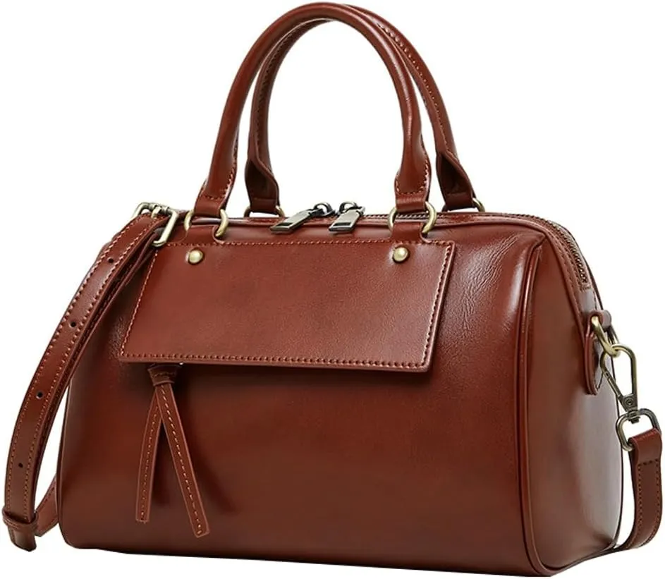 Womens Crossbody Bags Genuine Leather Trendy Shoulder Purse with Adjustable Strap Ladies Totes Handbags Satchel