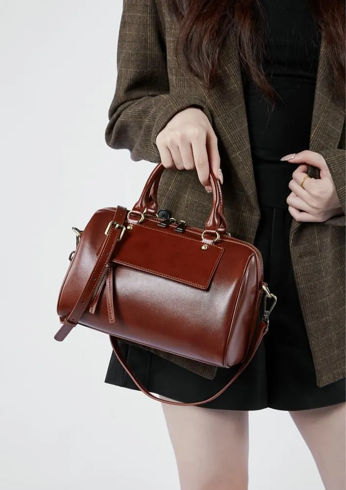 Womens Crossbody Bags Genuine Leather Trendy Shoulder Purse with Adjustable Strap Ladies Totes Handbags Satchel