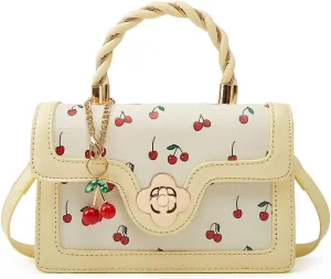 Womens Cute Cherry Vegan Leather Shoulder Crossbody Bag Fashion Purse Small Totes Y2k Handbag Satchel Clutch