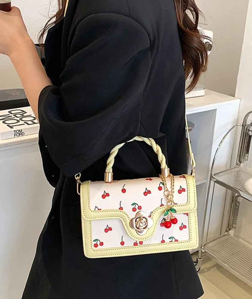 Womens Cute Cherry Vegan Leather Shoulder Crossbody Bag Fashion Purse Small Totes Y2k Handbag Satchel Clutch