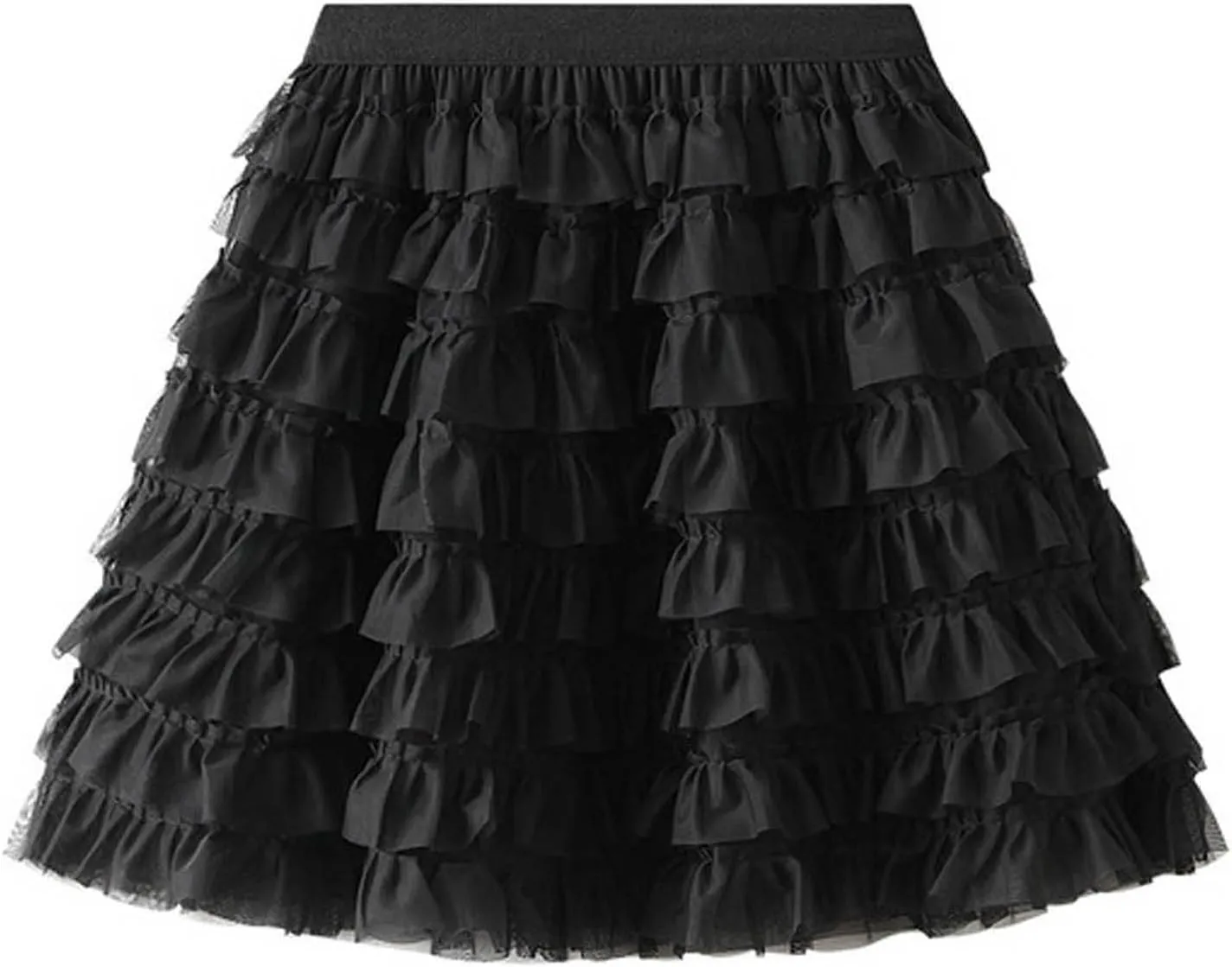 Women's Cute Fashion Layered Cake Short Skirts Summer High Waist Casual Solid Ruffled Half-Body Skirt 2025 Basic