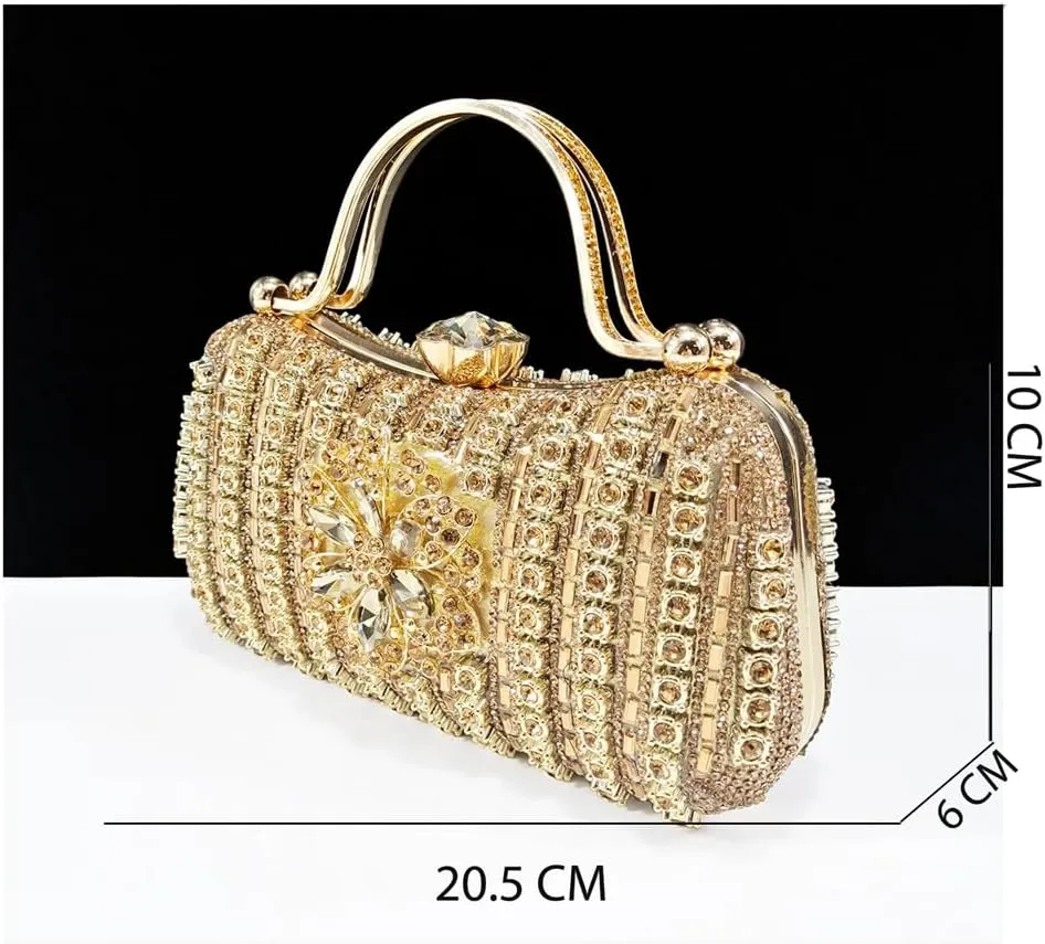 WomenS Dazzling Thin Heel Pumps and Clutch Set with Crystal Details for Festive Elegance