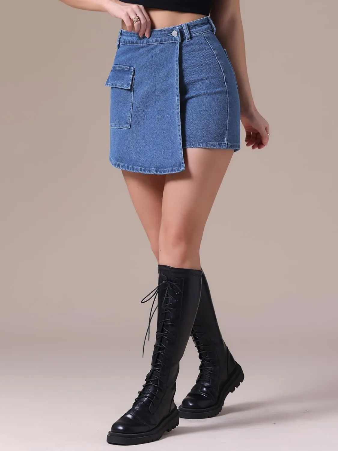 Women's Denim Skorts Wrap Skort Skirts High Waisted Y2K Cowgirl Western Outfits Jean Mini Shorts