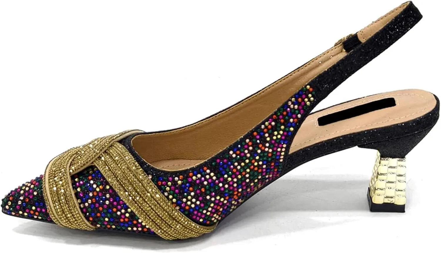 Womens Elegant Crystal Decorated Wedding Shoes and Purse Combo Luxury Heels for Formal Dinners and Receptions