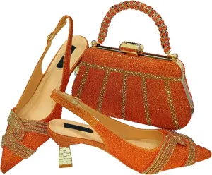 Womens Elegant Crystal Decorated Wedding Shoes and Purse Combo Luxury Heels for Formal Dinners and Receptions