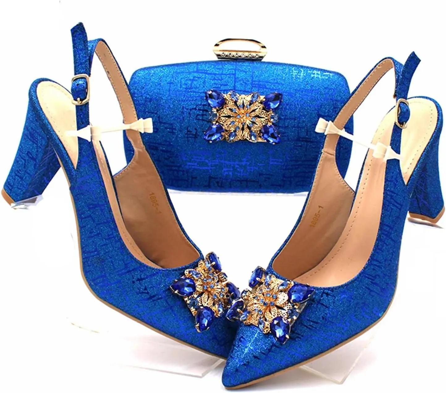 Womens Elegant Crystal Embellished Wedding Shoes and Clutch Bag Set Luxury Heels for Formal Dinners and Receptions