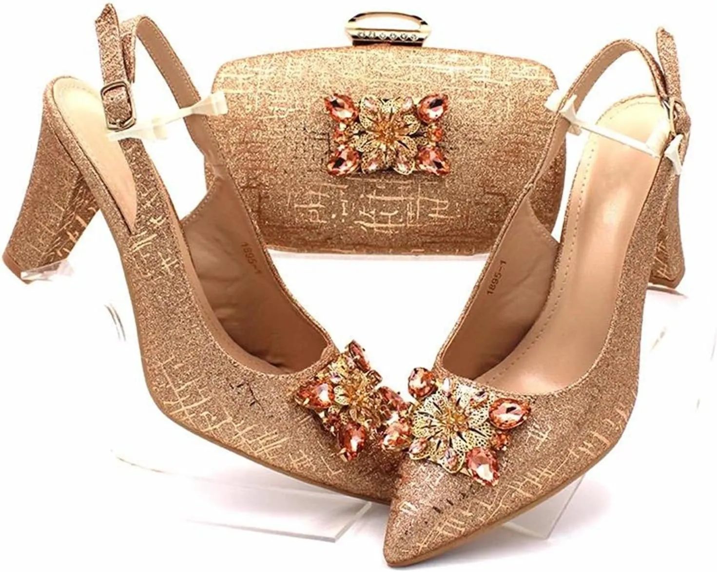 Womens Elegant Crystal Embellished Wedding Shoes and Clutch Bag Set Luxury Heels for Formal Dinners and Receptions