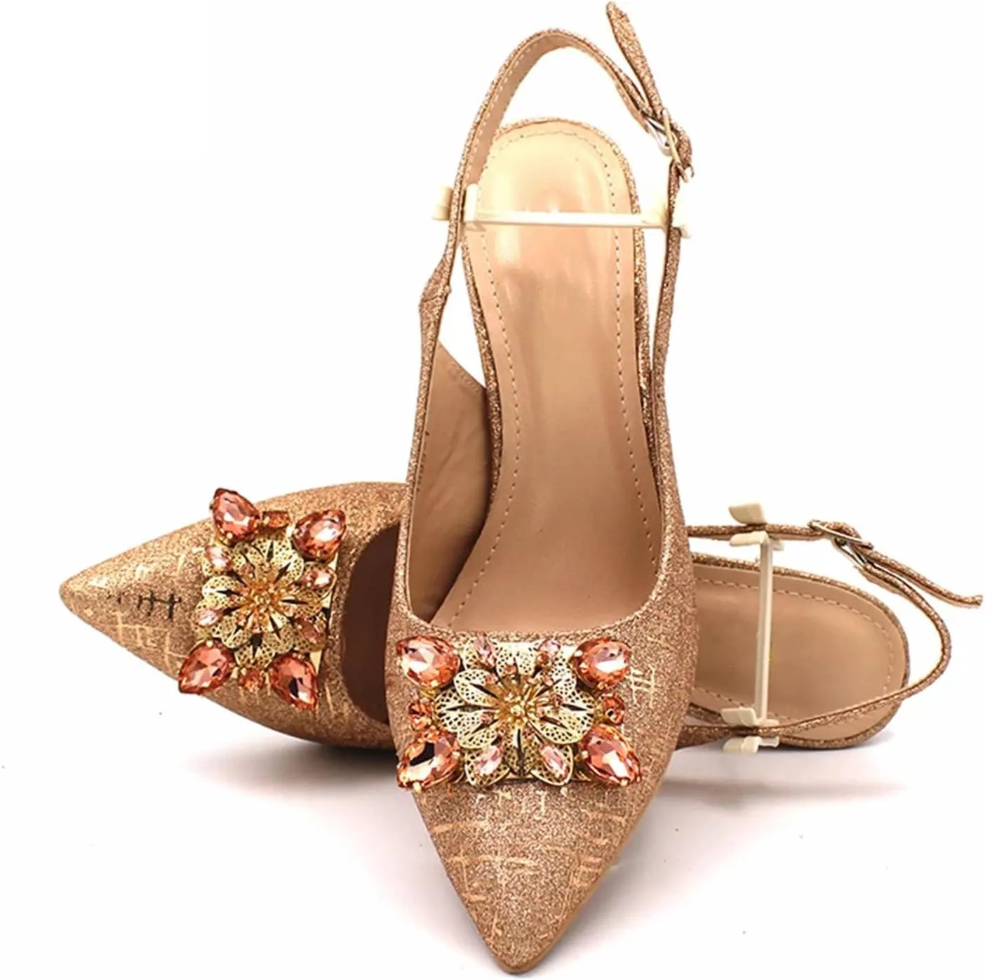 Womens Elegant Crystal Embellished Wedding Shoes and Clutch Bag Set Luxury Heels for Formal Dinners and Receptions