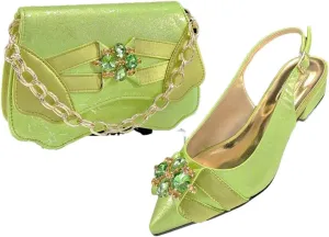 WomenS Elegant Gold Italian Pumps and Matching Bag Set with Thin Heels for Special Occasions