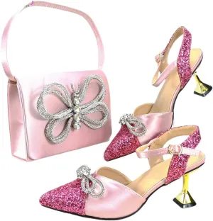WomenS Elegant Red Shoes and Bag Set Pointed Toe Spike Heels Buckle Strap High Heel for Party
