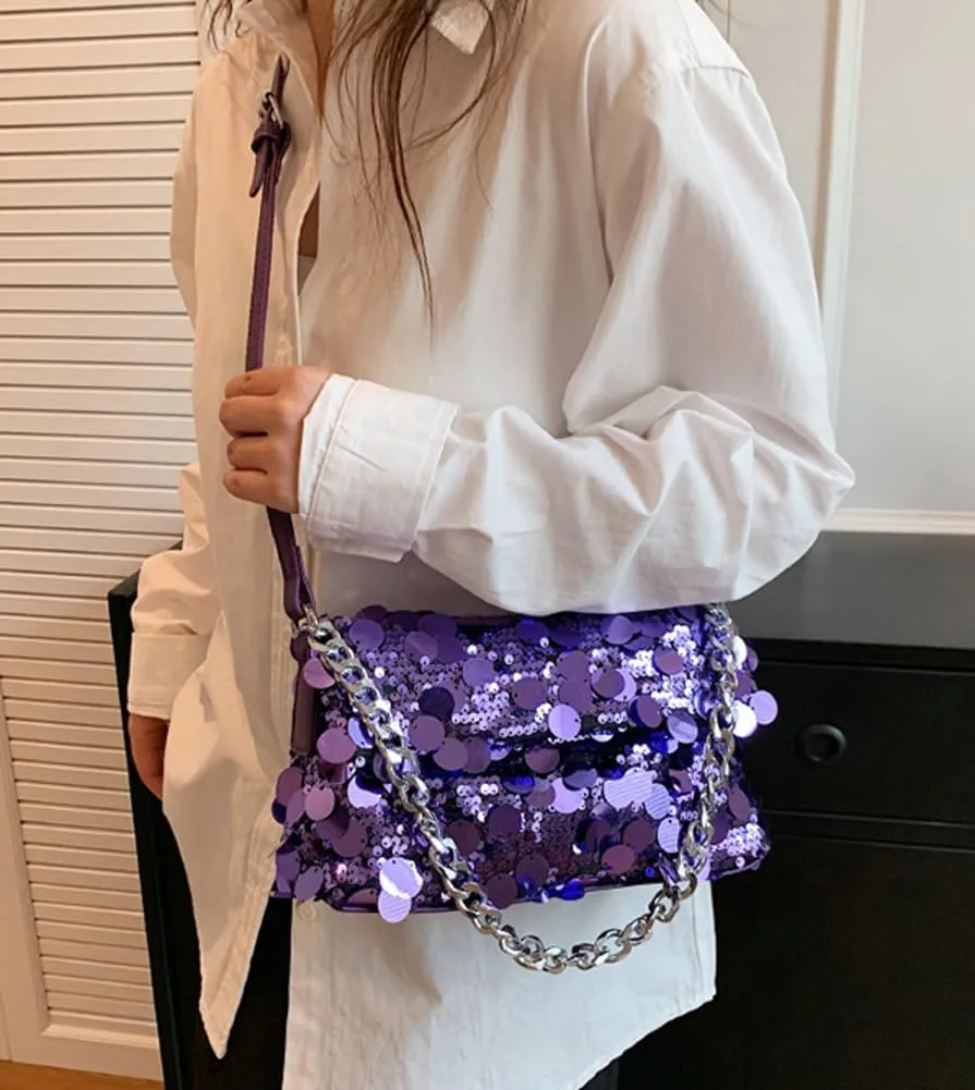Womens Fashion Evening Clutch Purse Y2k Sparkly Glitter Sequin Shoulder Crossbody Bag Totes Satchel Wedding Party