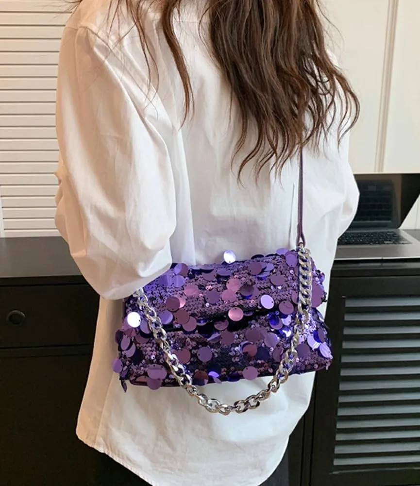 Womens Fashion Evening Clutch Purse Y2k Sparkly Glitter Sequin Shoulder Crossbody Bag Totes Satchel Wedding Party