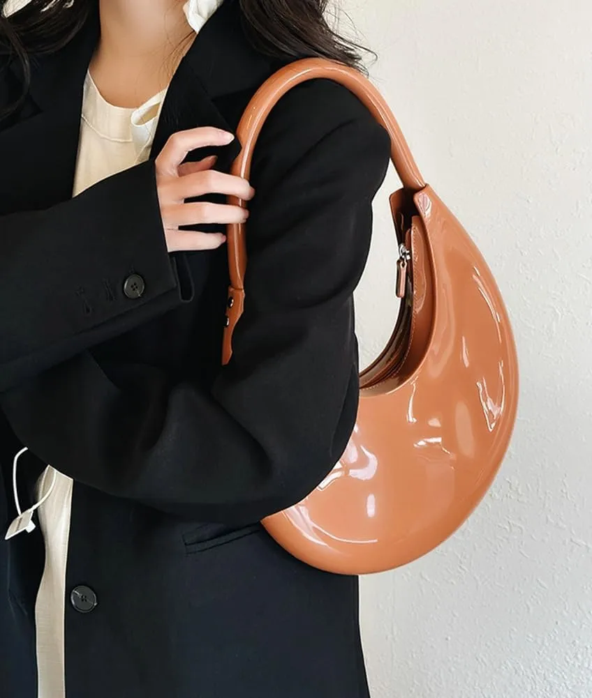 Womens Fashion Jelly Handbags Y2k rescent Shoulder Bag Small Totes Purse Armpit Satchel Summer Cute Clutch