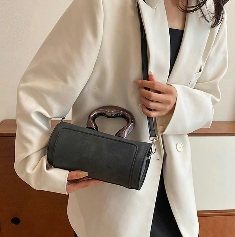 Women's Fashion PU Leather Shoulder Crossbody Bag Y2K Small Cylinder Hobo Totes Handbag Box Purse Satchel