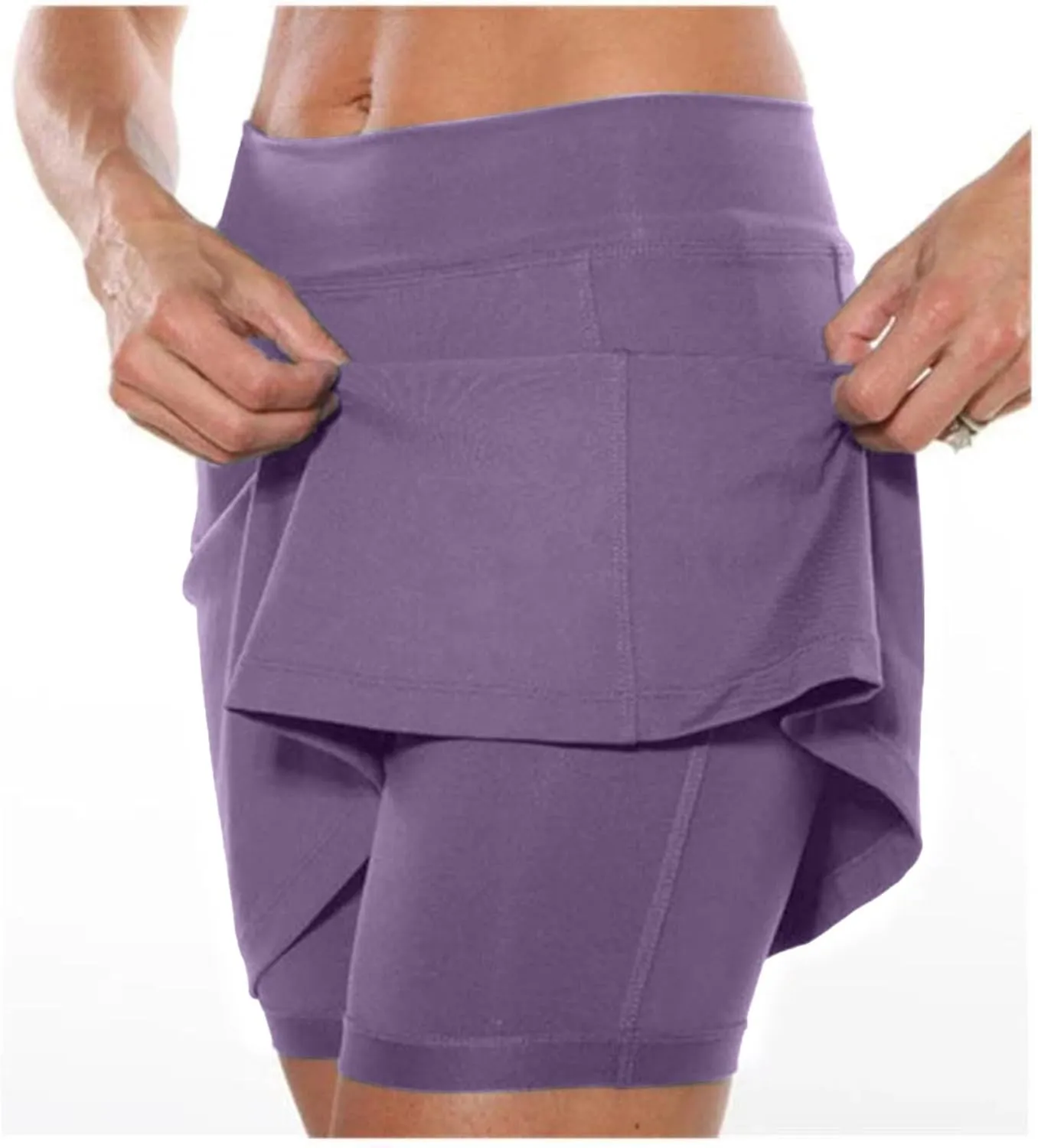 Womens Golf Pleated Tennis Skirts Solid Color Style Soft Culottes Skinny Mid Waisted Athletic Sport Short Skirts