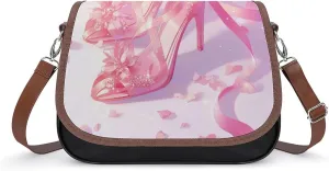 Women's Handbag Pink High Heels Satchel Bag Leather Crossbody Bag Waterproof Messenger Bag