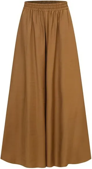 Women's High Waist Wide Leg Long Skirt Pants Casual Loose Elastic Waist Trouser Big Swing Skirt