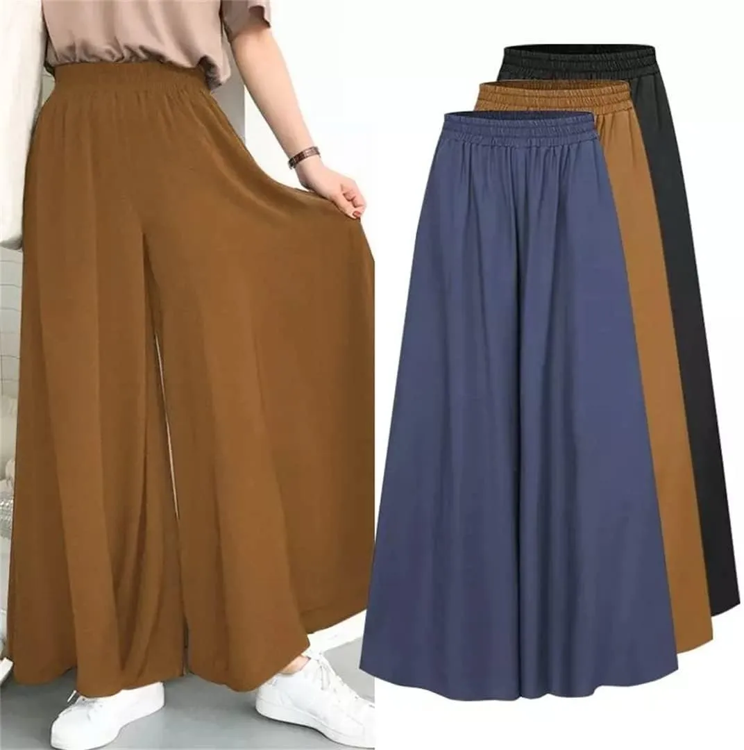 Women's High Waist Wide Leg Long Skirt Pants Casual Loose Elastic Waist Trouser Big Swing Skirt