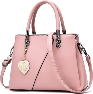 Womens Leather Handbags Purse Top-handle Bags Contrast Color Stitching Totes Satchel Shoulder Bag for Ladies