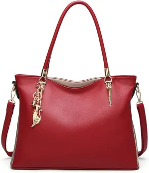 Womens Leather Handbags Purse Top-handle Bags Totes Satchel Shoulder Bag for Ladies with Decorations