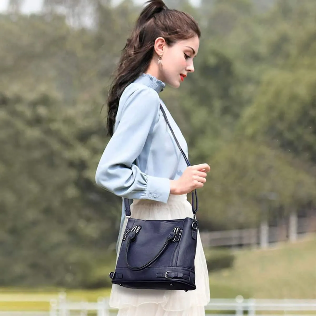 Womens Leather Shoulder Handbags Crossbody Bags Hobo Totes Top-Handle Bag Satchel and Purse for Ladies