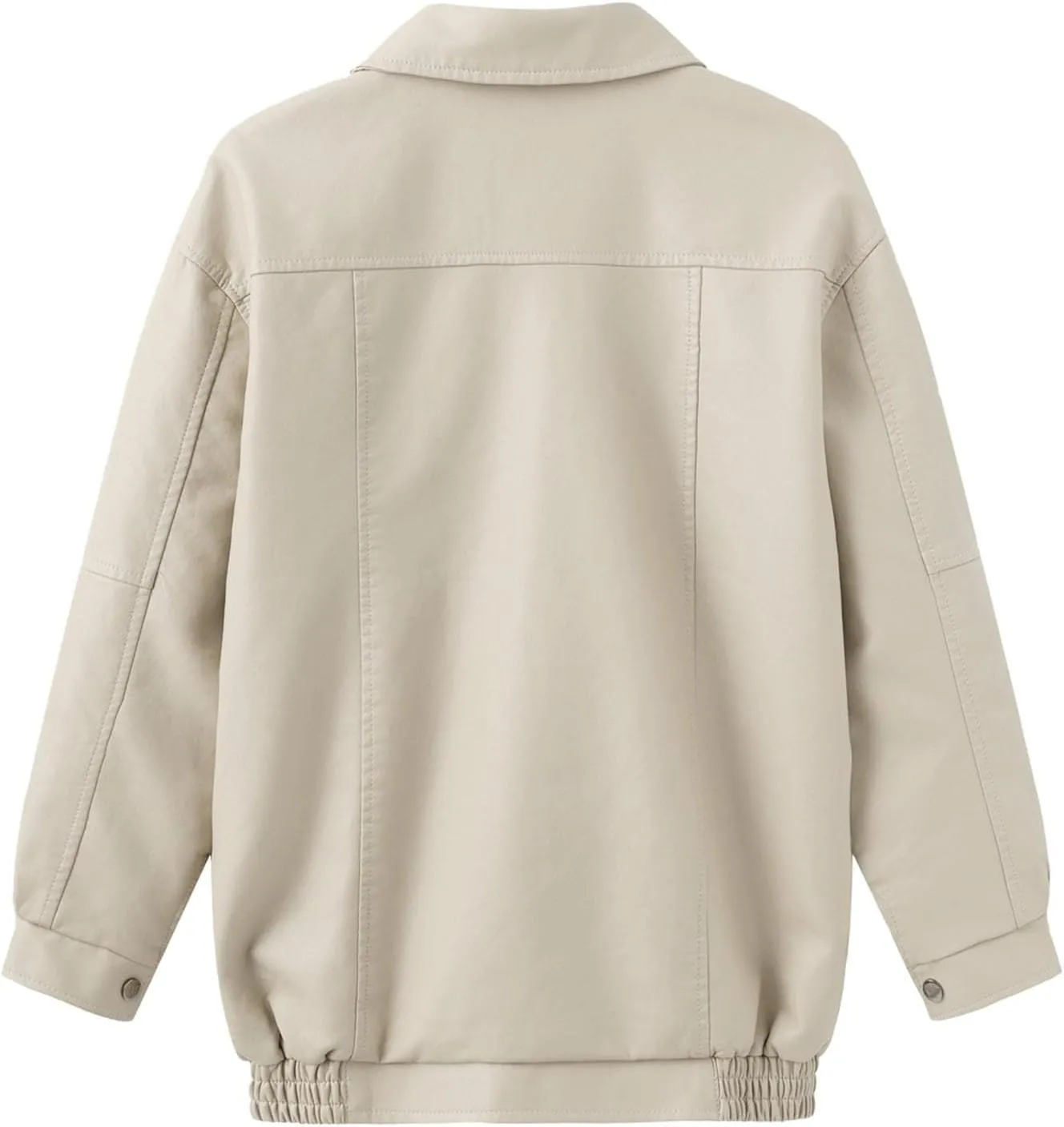 Womens Light Jackets Long Sleeve Full Zip Up Stand Collar Quilted Windbreaker Biker Coat Leather Soft Casual Fluffy