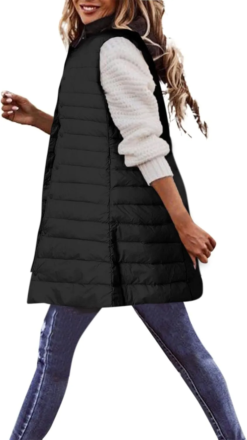Women's Long Winter Vest Thin And Light Down Coat Casual Down Coat Slim Quilted plus Size Snow Suits for