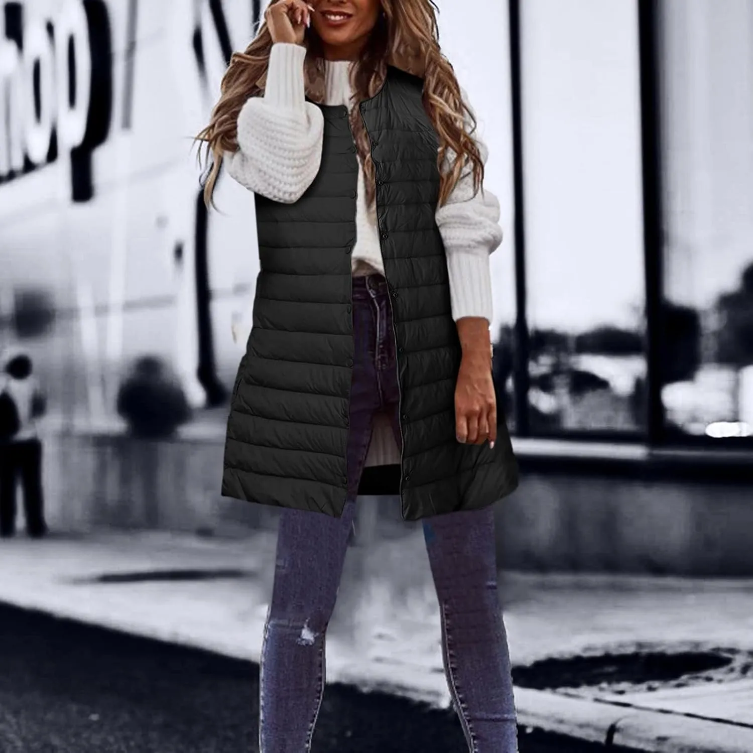 Women's Long Winter Vest Thin And Light Down Coat Casual Down Coat Slim Quilted plus Size Snow Suits for