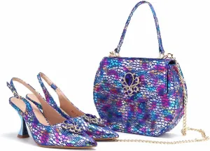 Womens Luxury Italian Style Evening Shoes and Shoulder Bag Combo Sparkly Crystal Embellished Heels for Formal Wear