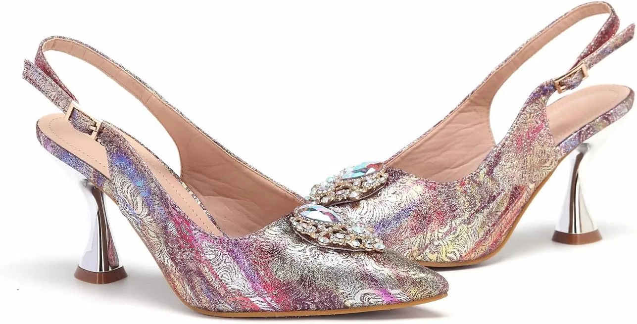 Womens Luxury Italian Style Evening Shoes and Shoulder Bag Combo Sparkly Crystal Embellished Heels for Formal Wear