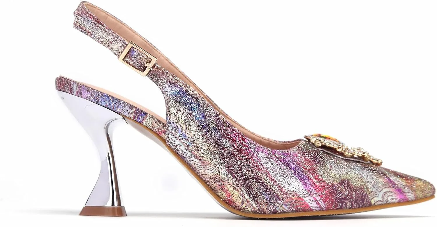 Womens Luxury Italian Style Evening Shoes and Shoulder Bag Combo Sparkly Crystal Embellished Heels for Formal Wear
