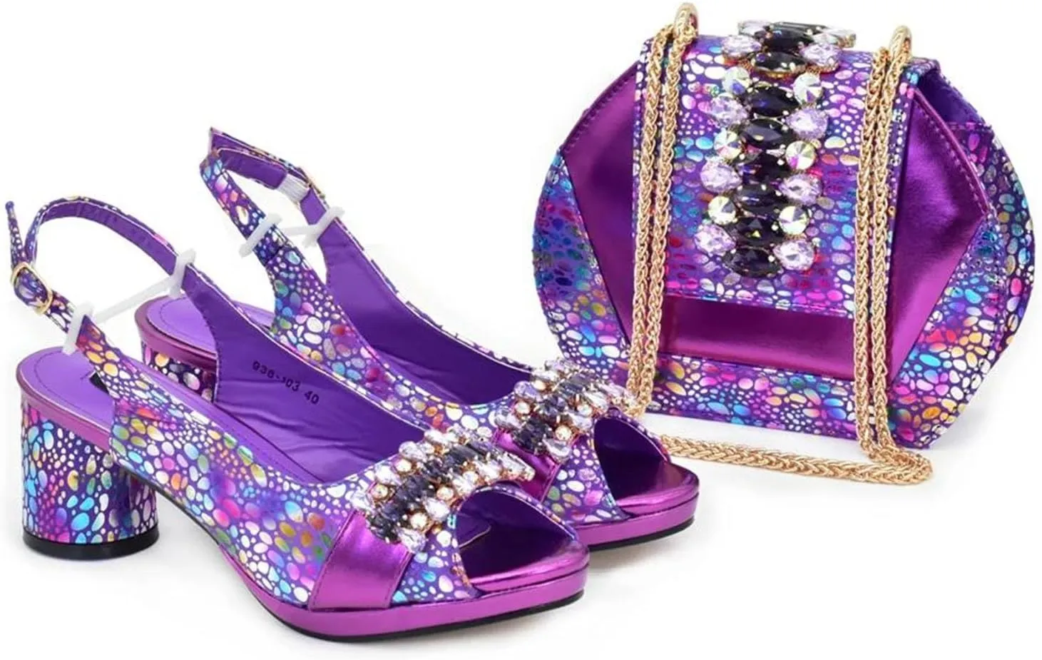 Womens Luxury Wedding Reception Shoes and Matching Clutch Set Pointed Toe High Heels with Rhinestone Formal Occasion