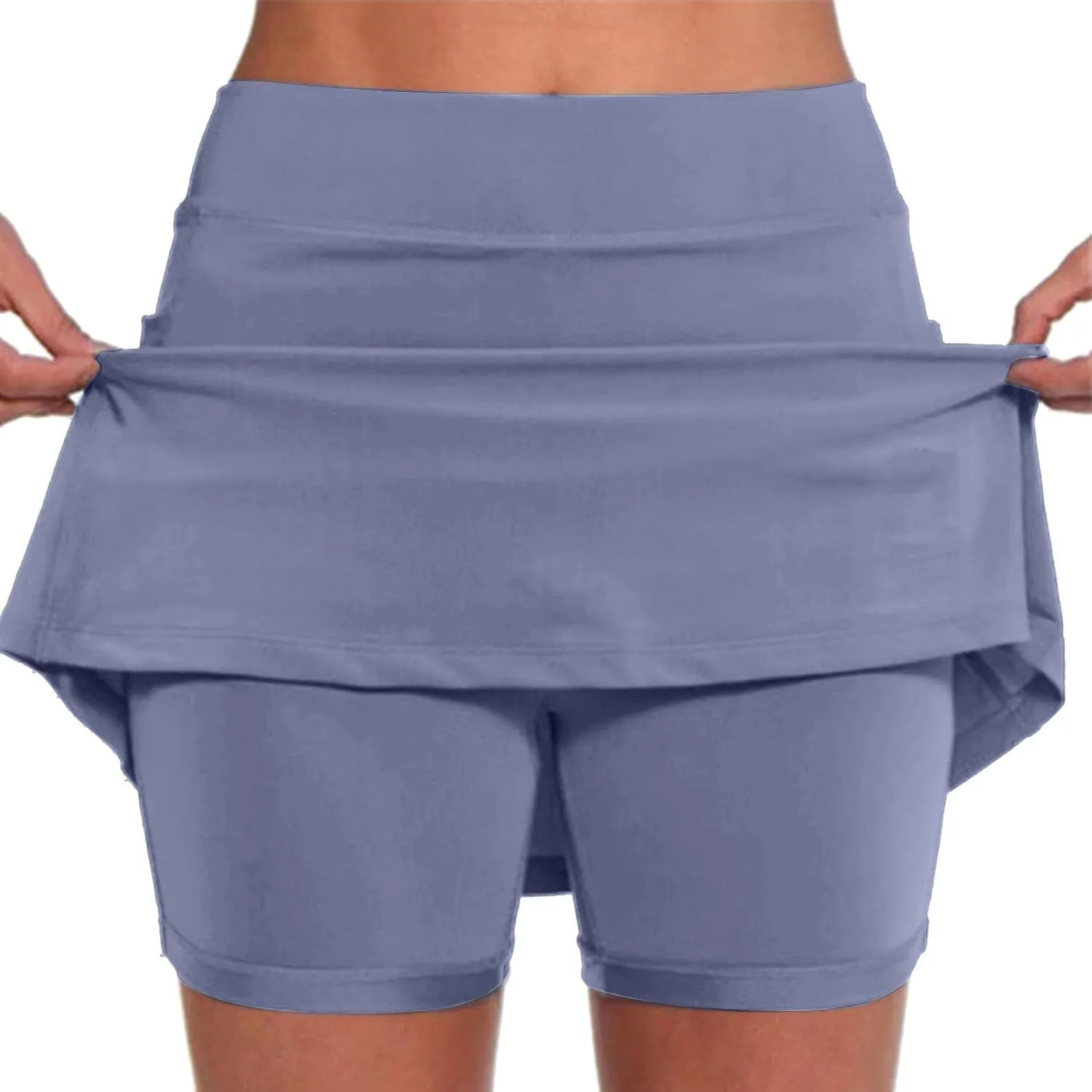 Women's Mini Skort High Waisted Pleated Tennis Skirts with Pockets Tummy Control Casual Golf Inner Shorts Athletic Running