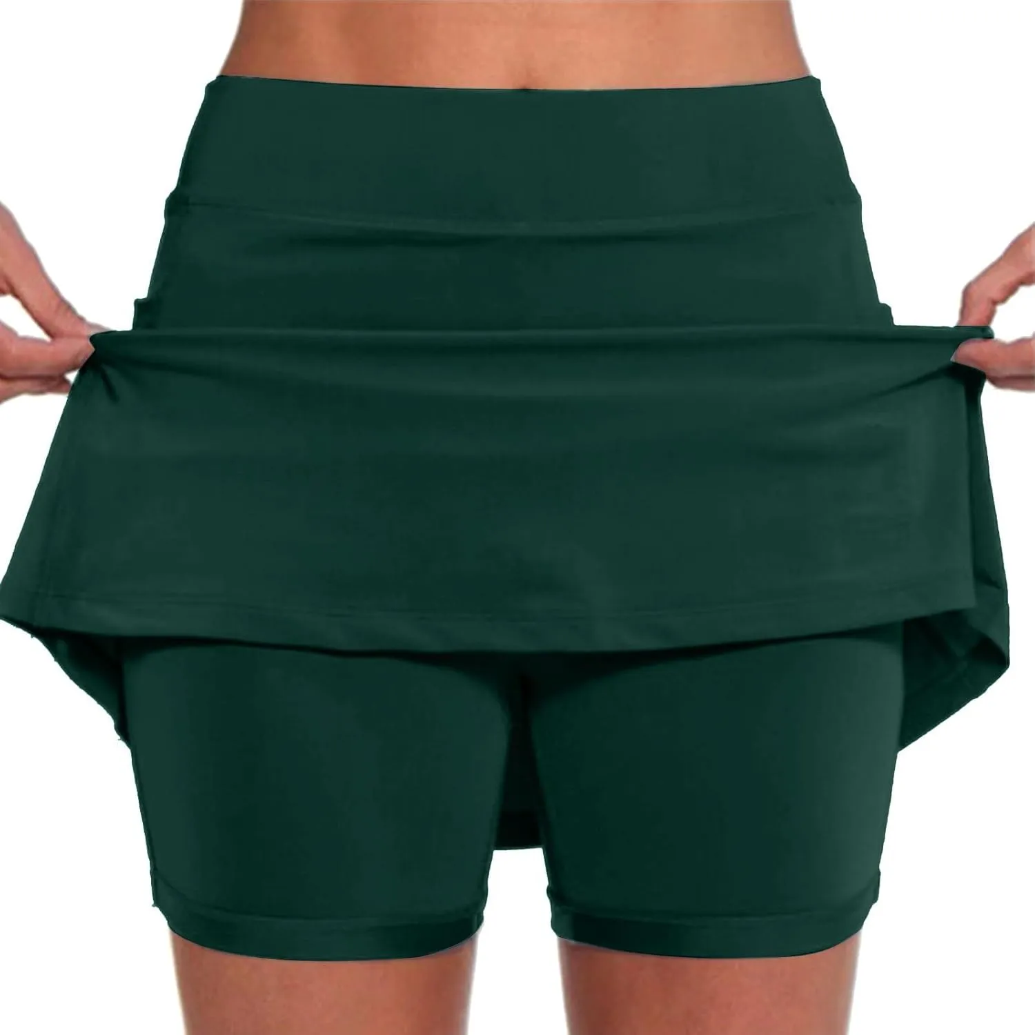 Women's Mini Skort High Waisted Pleated Tennis Skirts with Pockets Tummy Control Casual Golf Inner Shorts Athletic Running