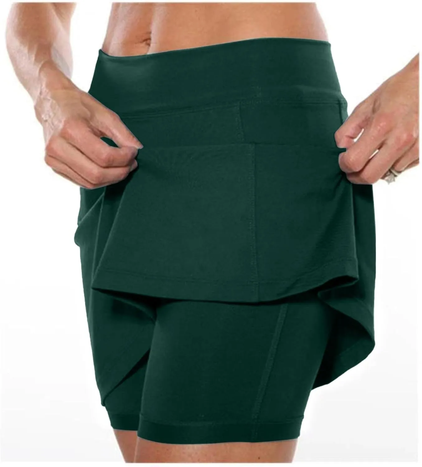 Women's Mini Skort High Waisted Pleated Tennis Skirts with Pockets Tummy Control Casual Golf Inner Shorts Athletic Running