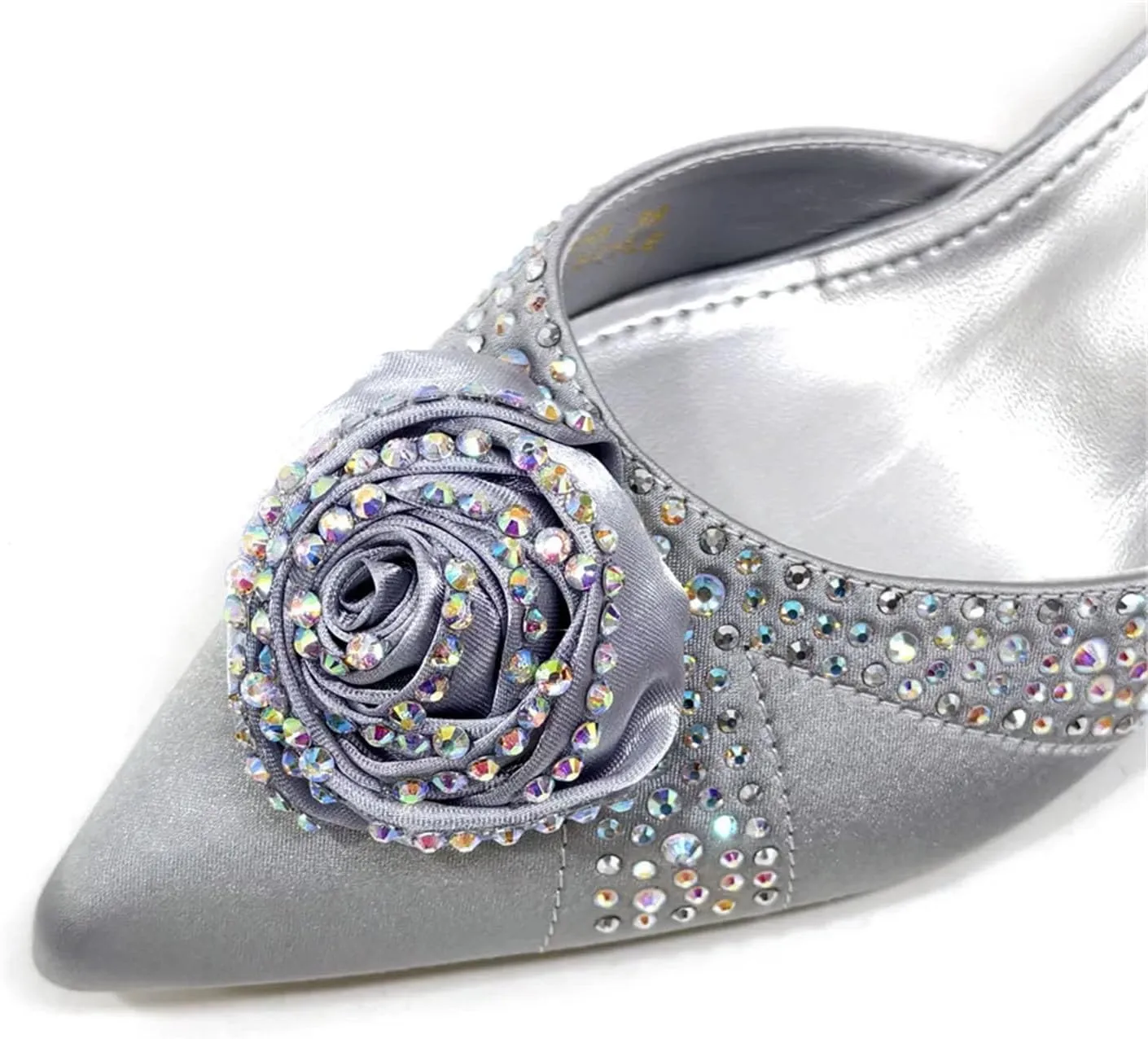 Womens Nigerian Designer Inspired Wedding Shoes and Shoulder Bag Combo Rhinestone Embellished Heels for