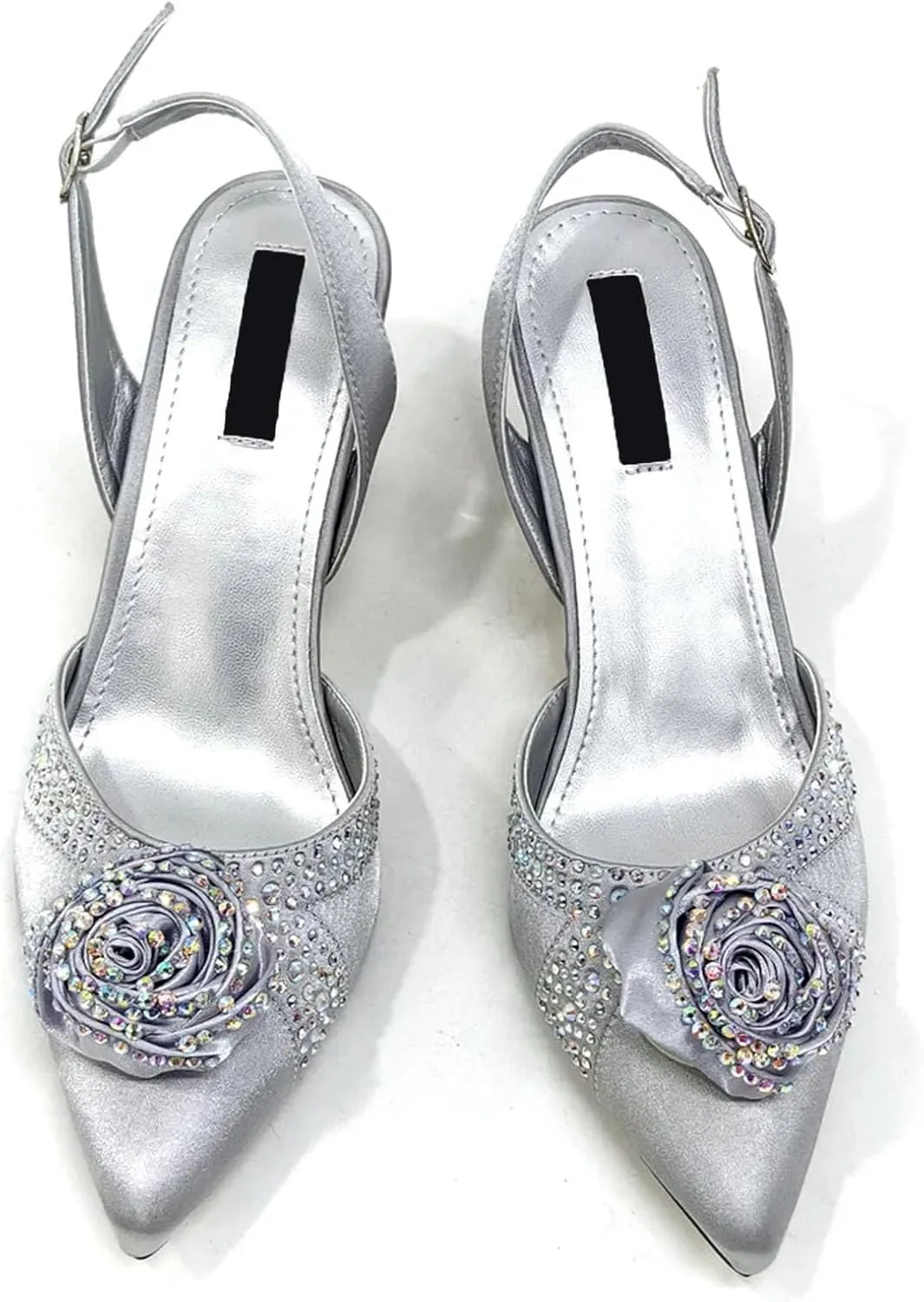 Womens Nigerian Designer Inspired Wedding Shoes and Shoulder Bag Combo Rhinestone Embellished Heels for