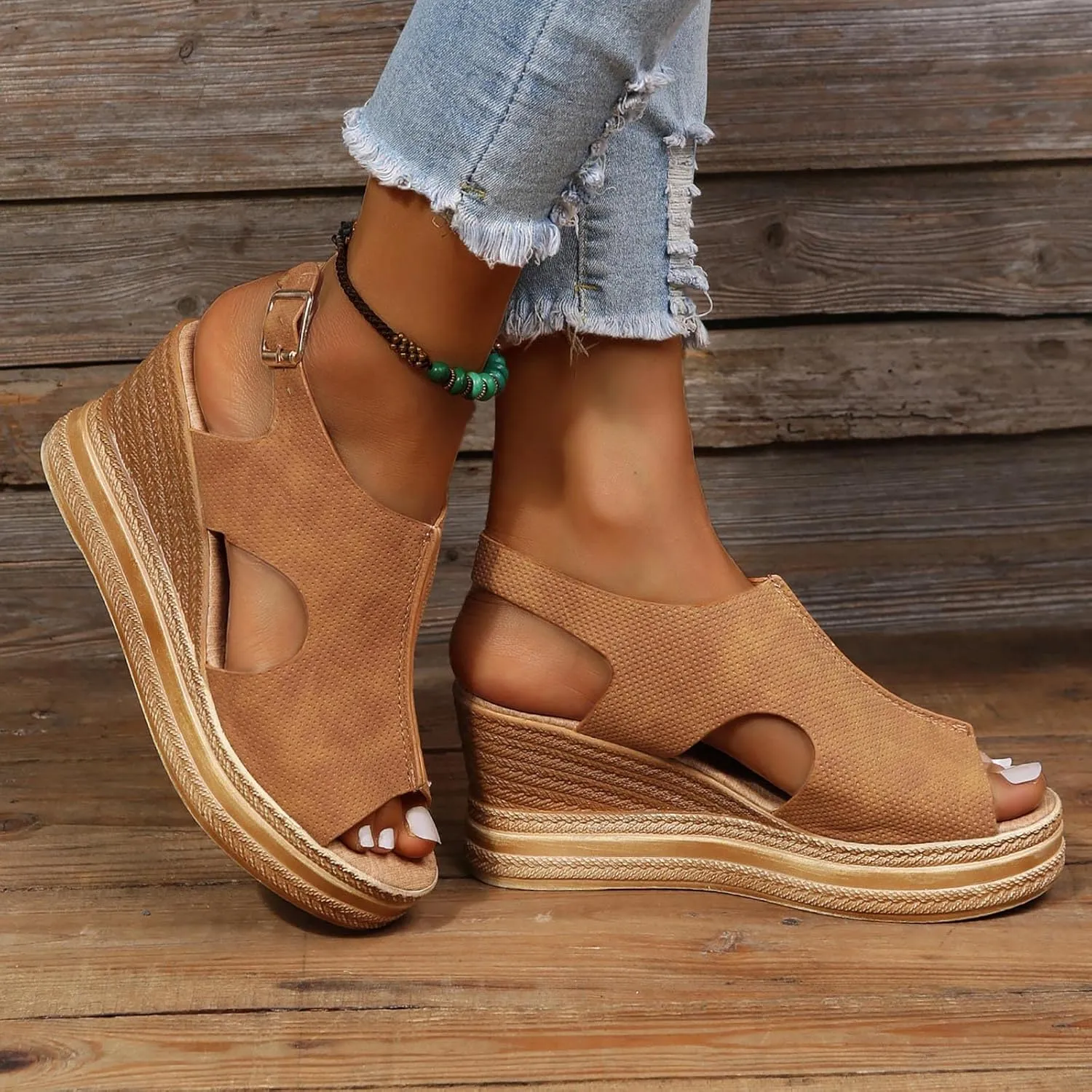Womens Open Toe Wedges Sandals Fashion Funny Cut Out Orthopedic Comfortable Shoes 2025 Trendy Lightweight Shoes