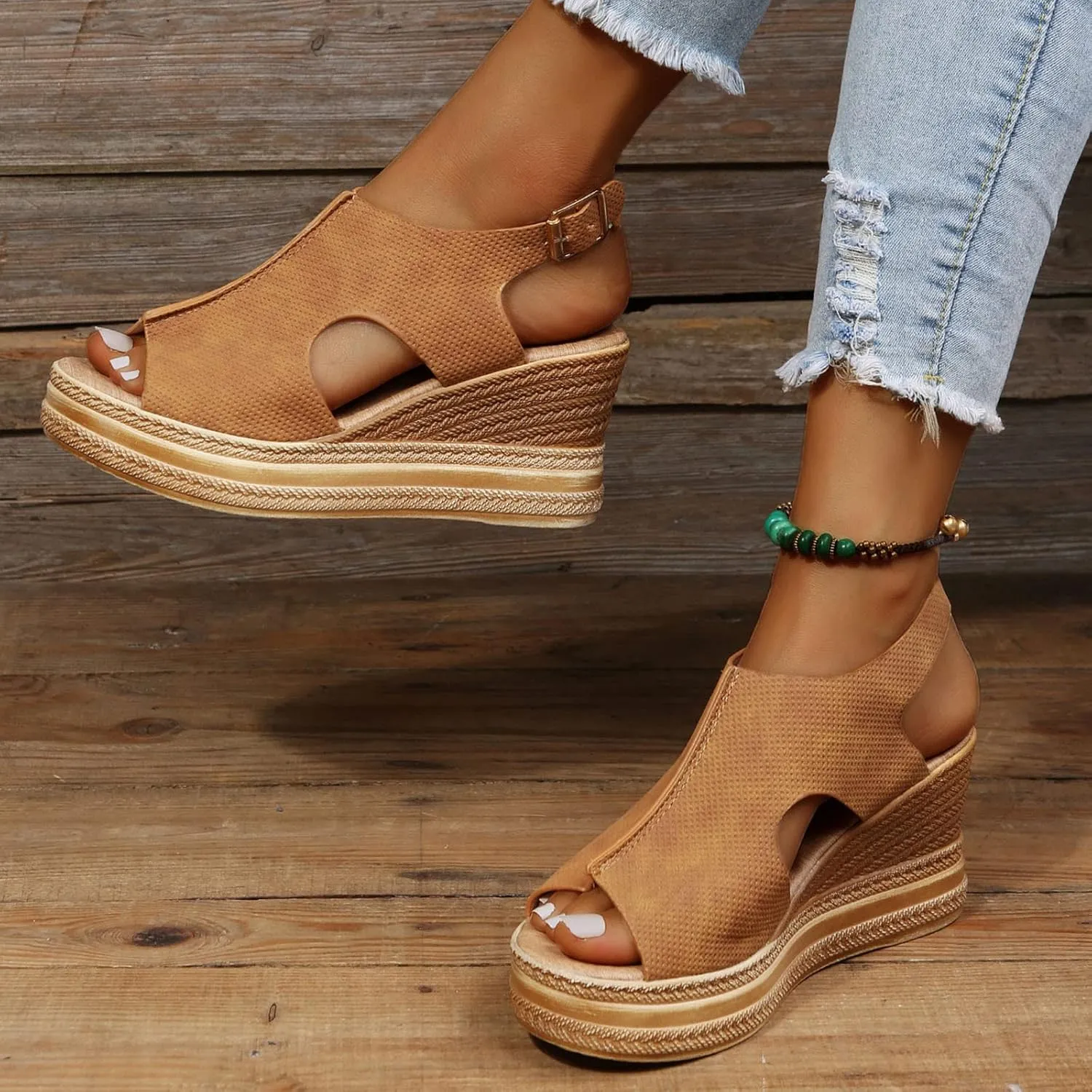 Womens Open Toe Wedges Sandals Fashion Funny Cut Out Orthopedic Comfortable Shoes 2025 Trendy Lightweight Shoes
