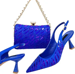WomenS Party High Heels and Clutch Set with Pointed Toe and Crystal Decorations for Special