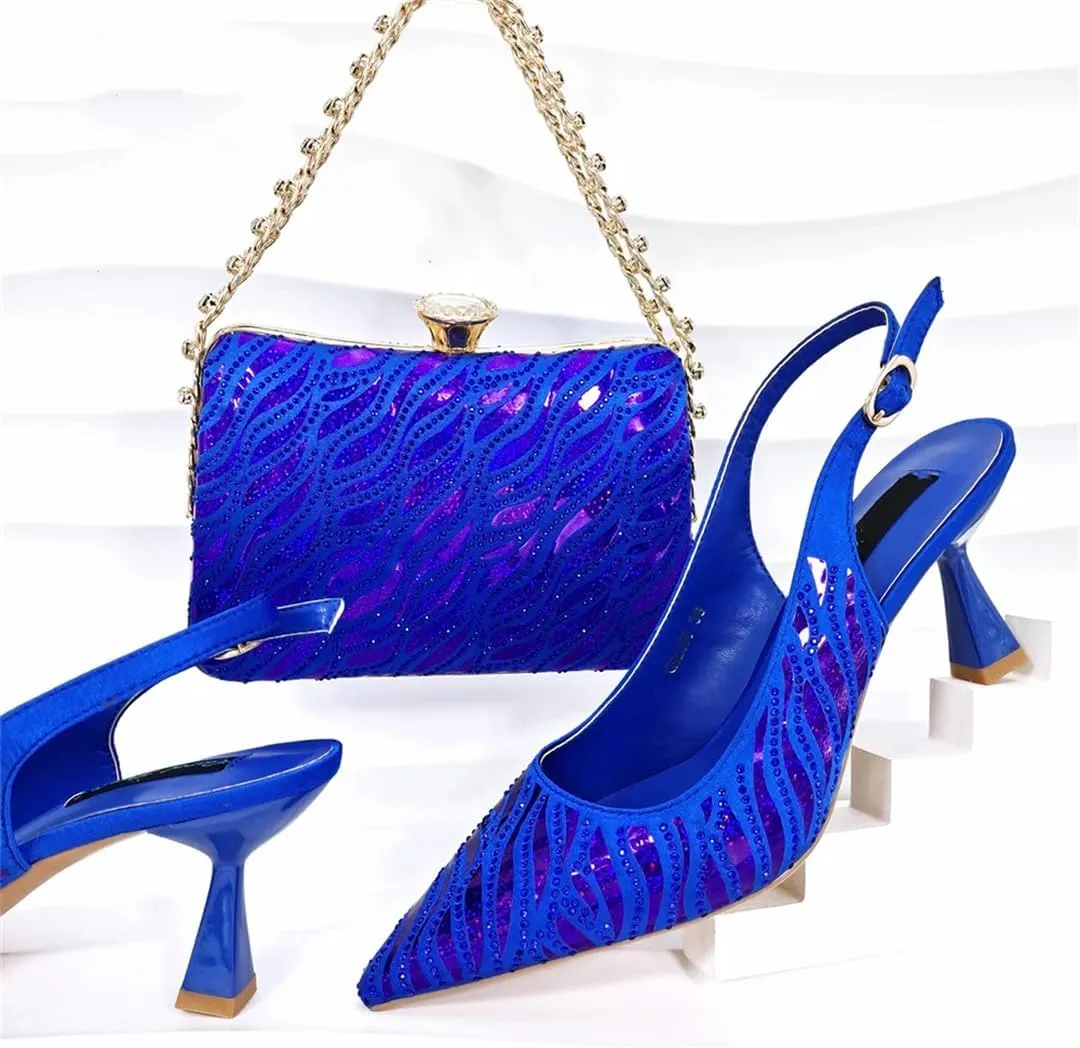 WomenS Party High Heels and Clutch Set with Pointed Toe and Crystal Decorations for Special