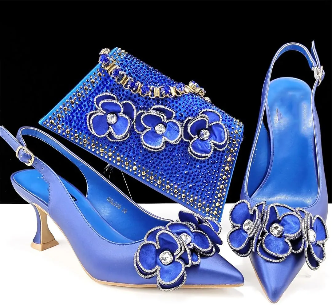 WomenS Pointed Toe Pumps and Bag Set for Office Wear with Square Heel and Stylish Accents