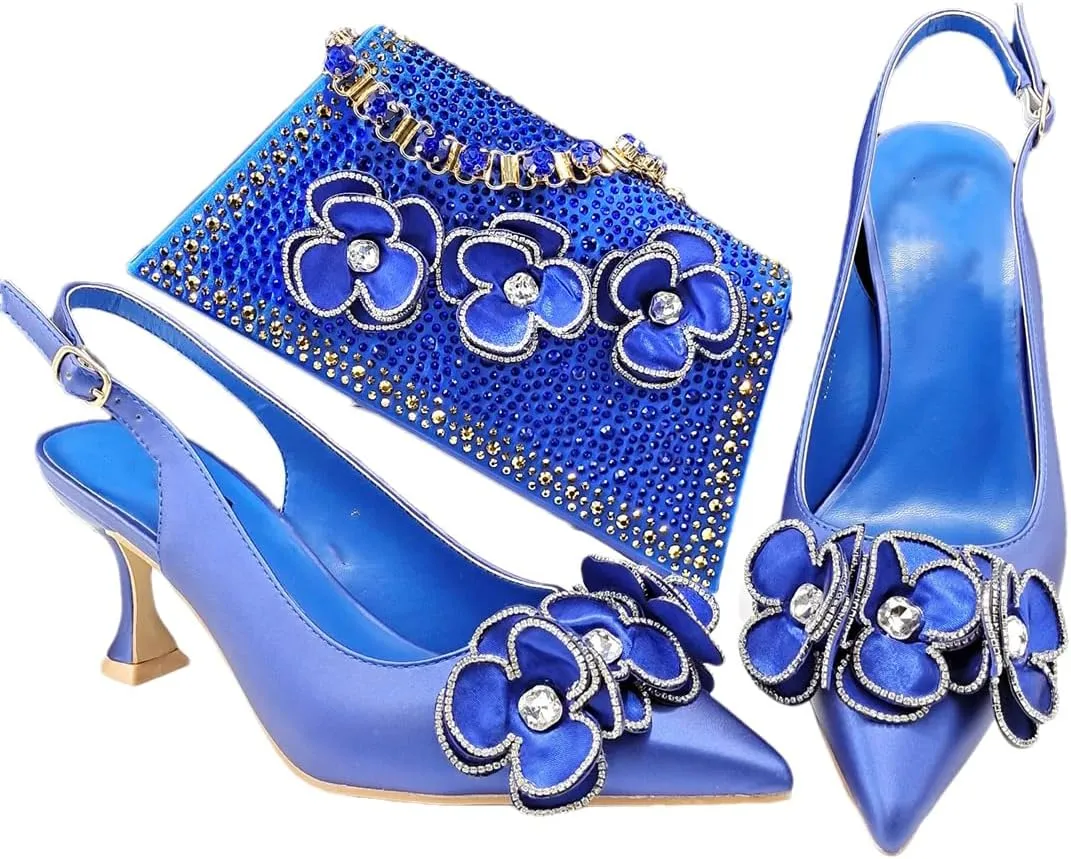 WomenS Pointed Toe Pumps and Bag Set for Office Wear with Square Heel and Stylish Accents