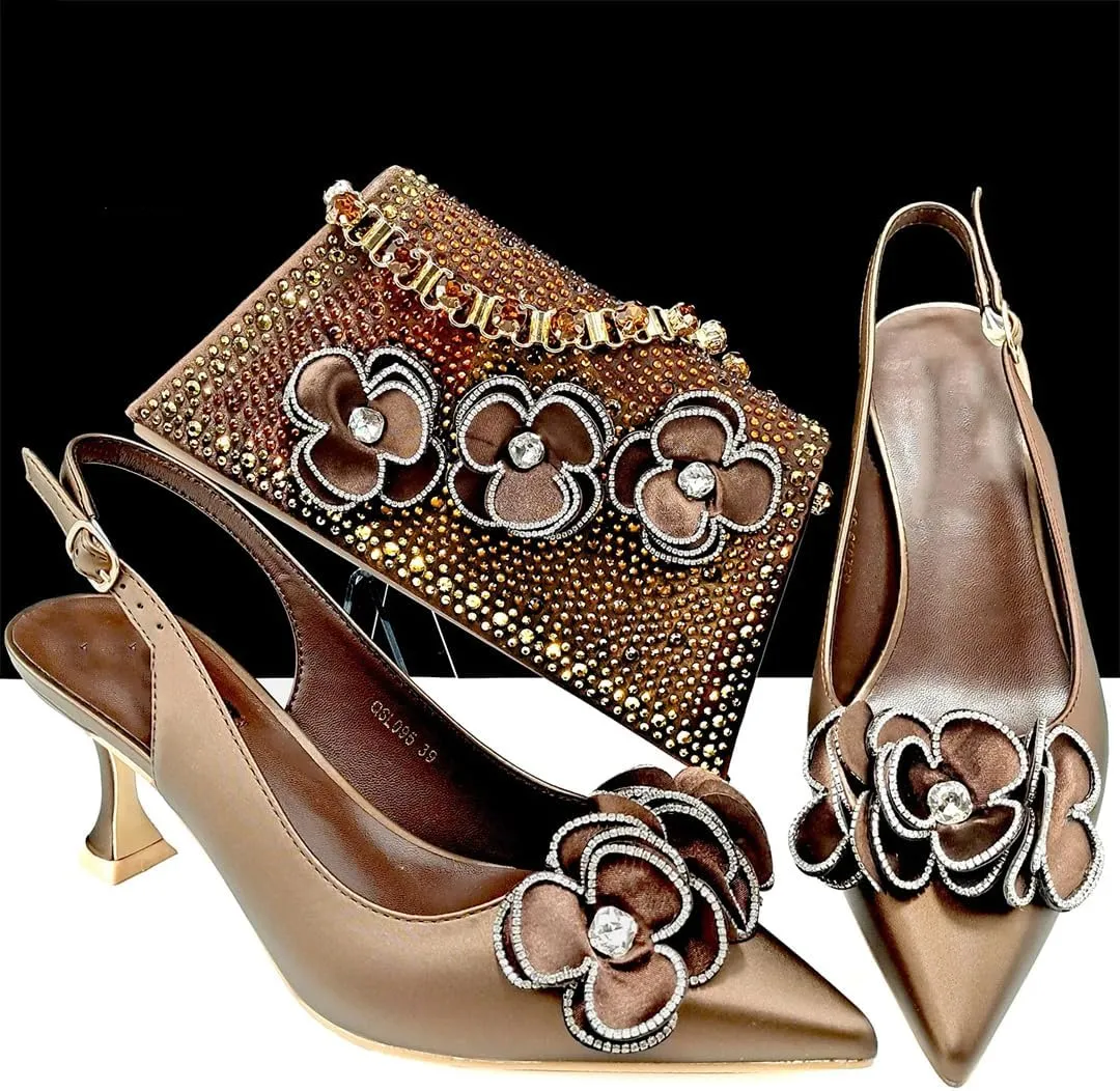 WomenS Pointed Toe Pumps and Bag Set for Office Wear with Square Heel and Stylish Accents