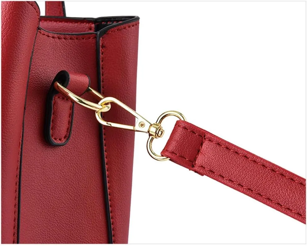Womens Red Leather Satchel Bag - Stylish Top Handle Purse & Crossbody Handbag for Casual Use